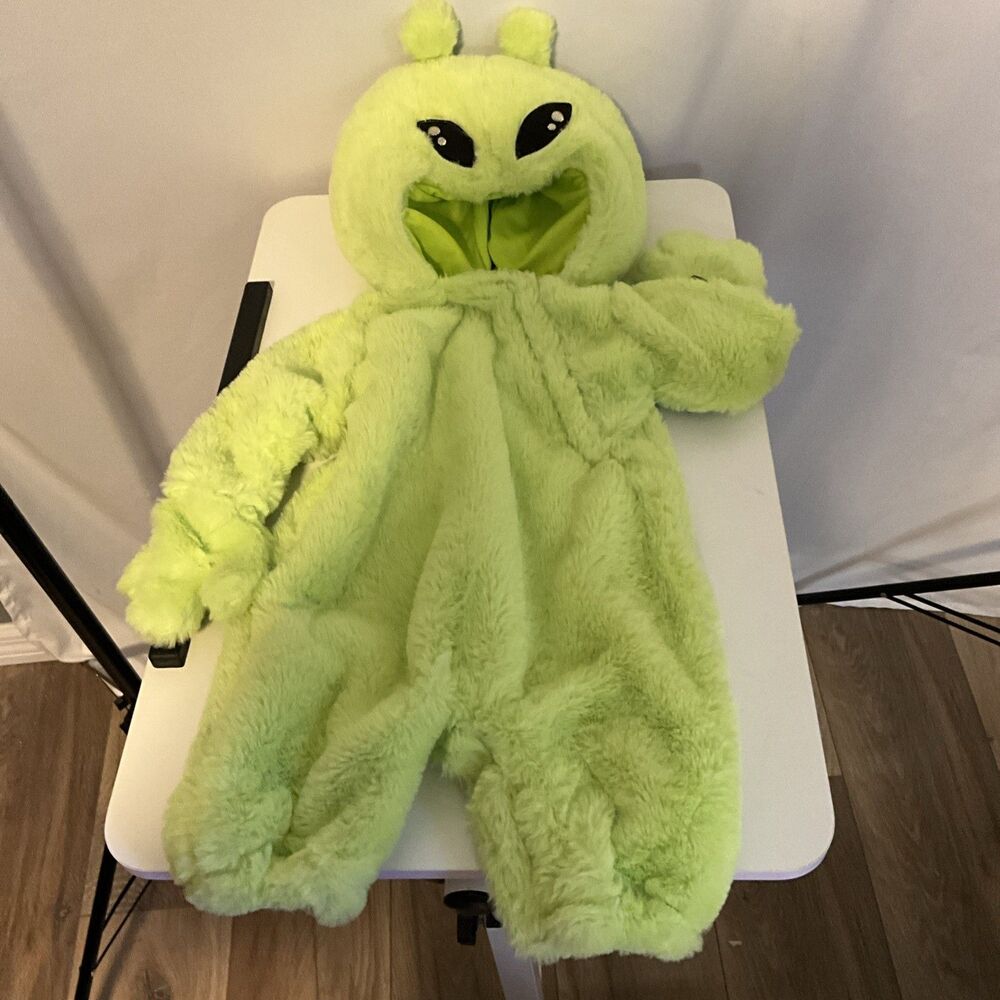 Pottery Barn Kids Green Alien Baby Hooded Halloween Costume 0-6 Months